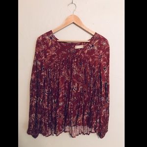 Altar’d State Brick Red Paisley Boho Peasant Top.
